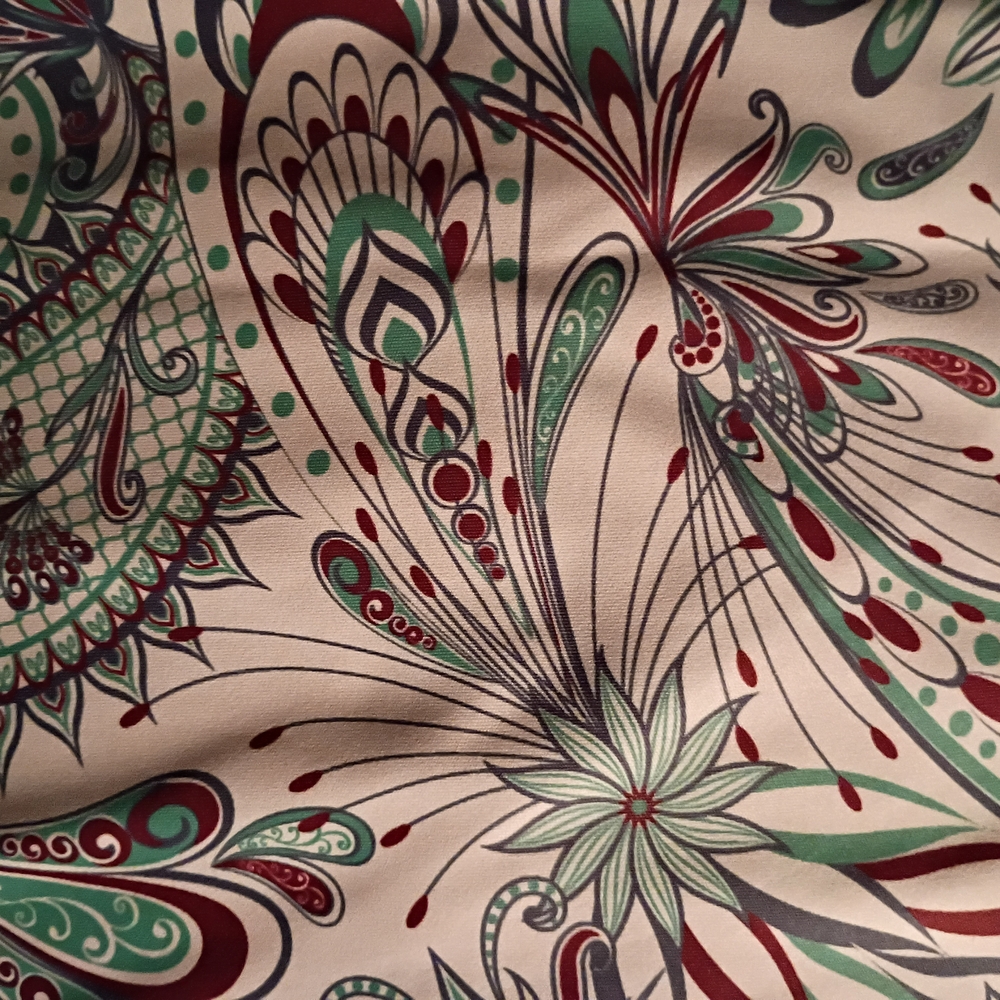 Floral Paisley Midi Skirt - Green and Red